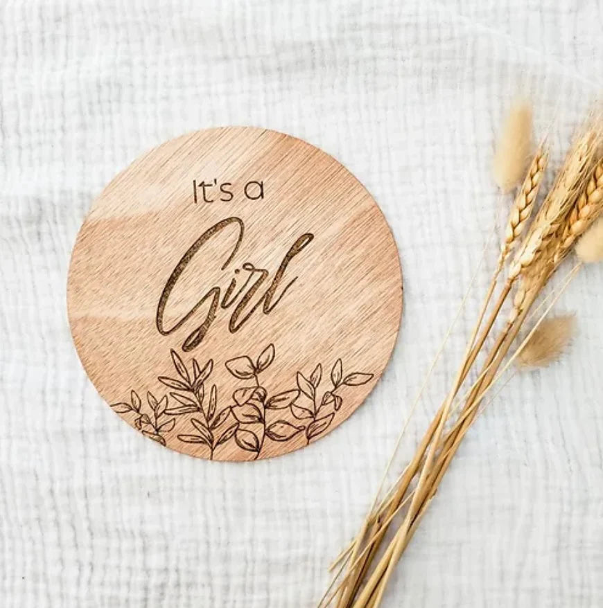 “It’s A Girl” Timber Birth Announcement