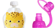 Load image into Gallery viewer, Choomee Snack&#39;n Cheetah Reusable Food Pouch with Topper
