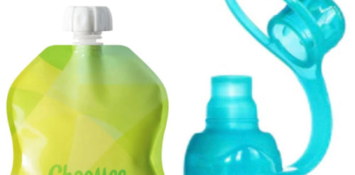 Green Tropical Reusable Food Pouch with Topper