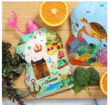 Load image into Gallery viewer, Choomee Snack’n Sealife 6pc Reuseable Food Pouch