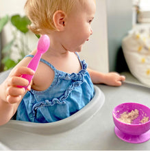 Load image into Gallery viewer, Choomee Silicone Baby Spoon 2pc Light Pink/Dark Pink
