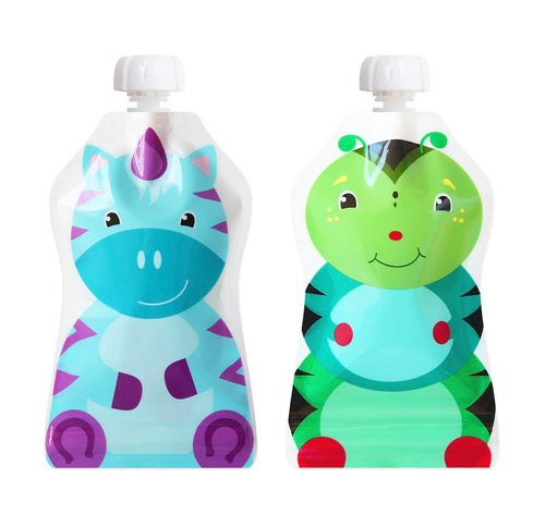 Choomee Snack'n 2pc Reusable Baby Food Pouch Green/Blue