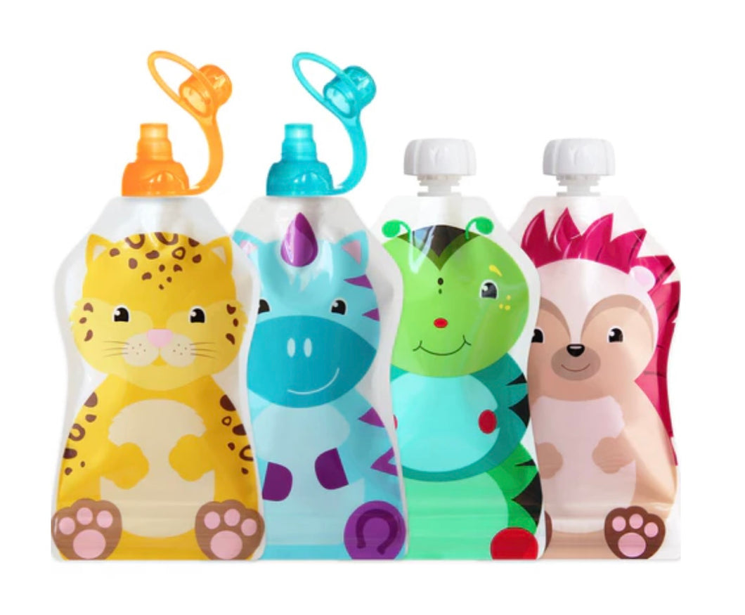 Choomee Snack'n 4pc Reusable Food Pouch + 2 Sip’n Toppers