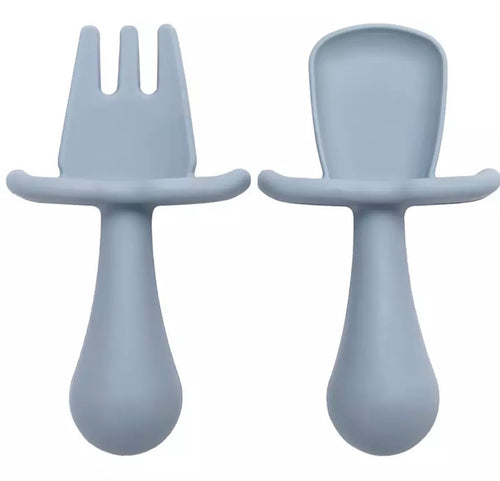 Silicone Fork & Spoon Set Powder Blue