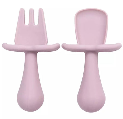 Silicone Fork & Spoon Set Powder Pink